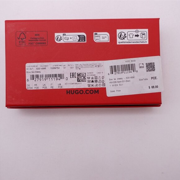 NEW HUGO by Hugo Boss Men's Silk Printed Pre-Tied Bow Tie Dressy OS Black - Picture 9 of 9